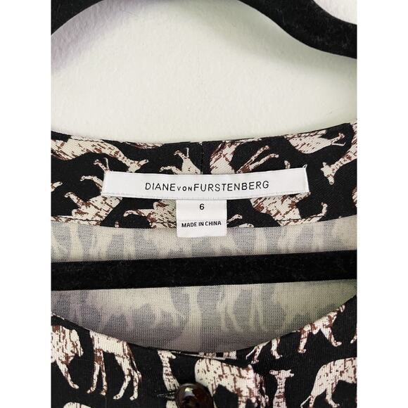 Diane Von Furstenburg Opal Jungle Animal Print Silk Button Front Romper Size 6 - Picture 10 of 12